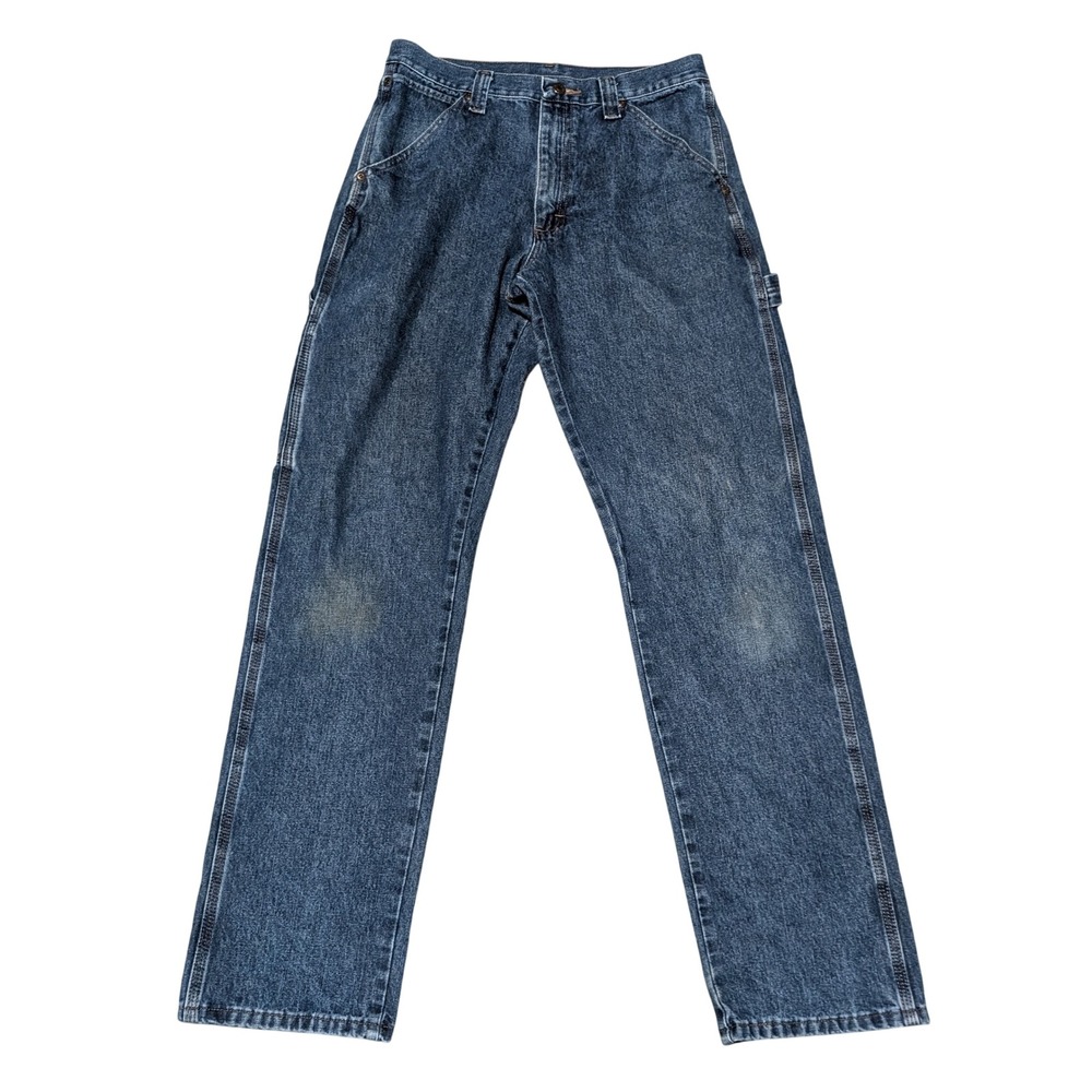 Wrangler Carpenter Jeans Mens 30x34 Blue Dark Wash Straight Leg Vintage Utility